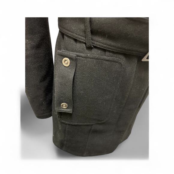 Zara Basic Coat Womens M Black Wool Blend Gorpcore Belted Utility Outdoor Winter - Picture 7 of 8